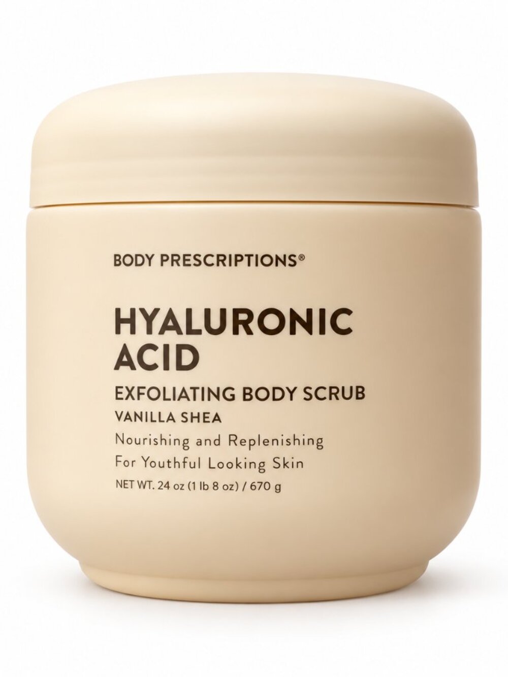 Body Prescriptions Hyaluronic Acid Exfoliating Body Scrub, Vanilla Shea, 24 oz